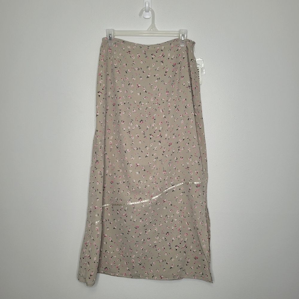 vintage tan pink cottagecore dainty feminine coquette maxi skirt size 10 NWT